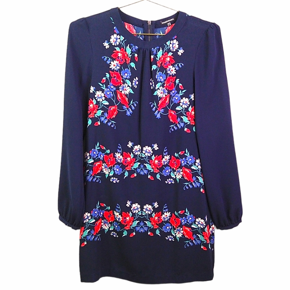 Warehouse navy blue floral dress
